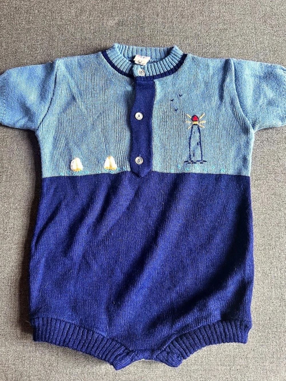 The Denver Dry Goods Company Bear Romper Baby 3M Blue Color Block